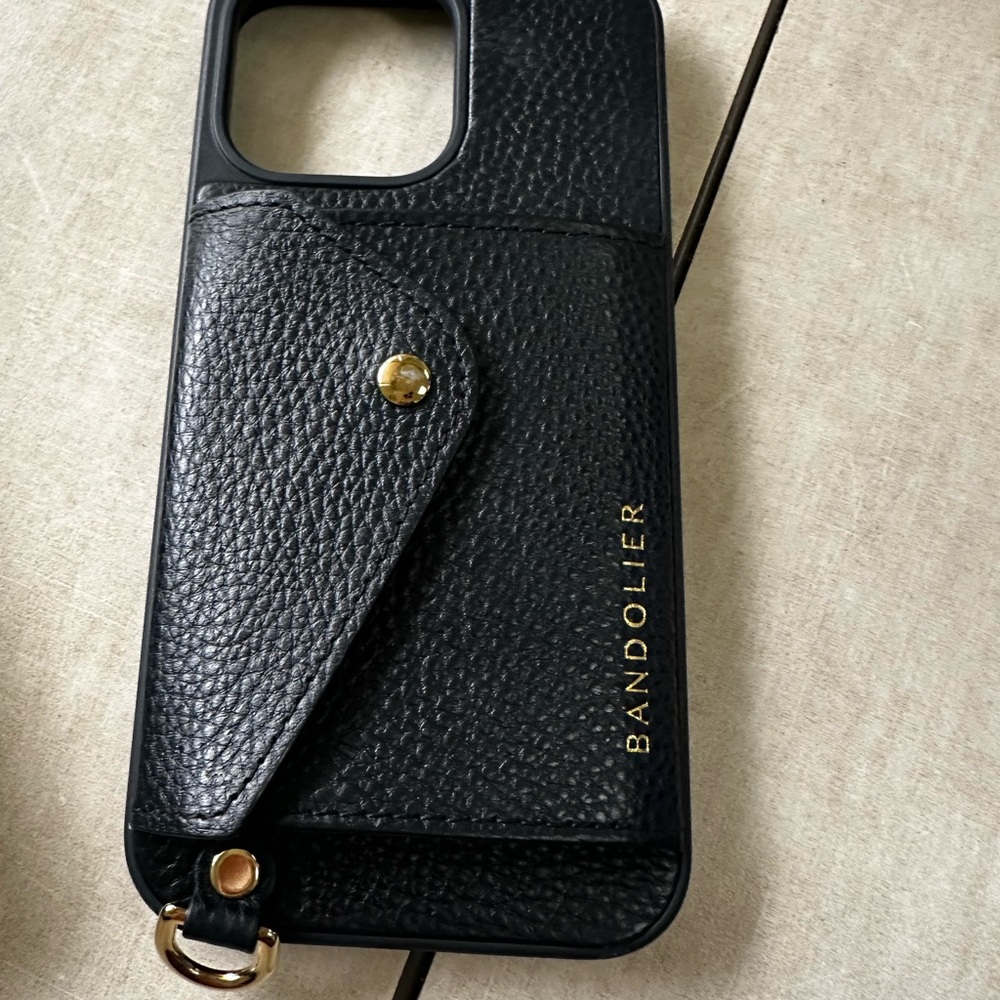 Bandolier Black Textured iPhone 14 Pro Max Case with Gold Accents